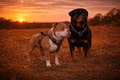 Custom Pet Portrait Poster – Two-Dog Sunset Design