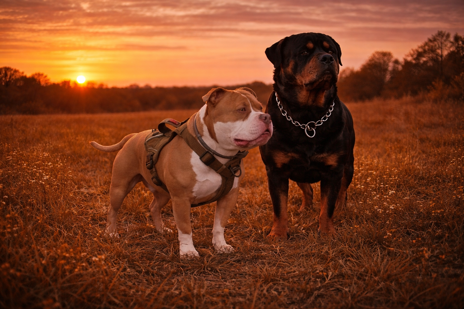 Custom Pet Portrait Poster – Two-Dog Sunset Design