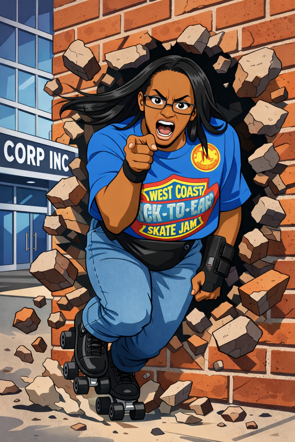 Custom Roller-Skating Action Portrait Poster