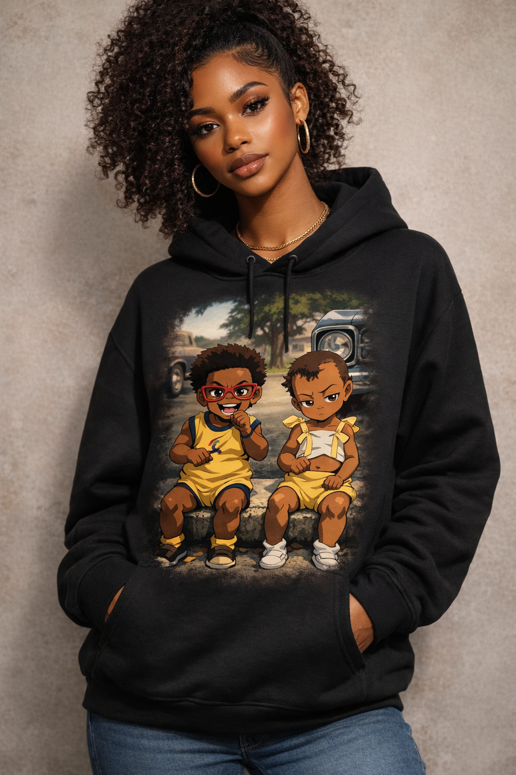 Custom Kids Cartoon Portrait Hoodie – Personalized Family Design