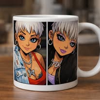 Custom Anime-Style Two-Person Portrait Mug