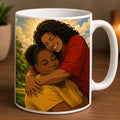 Custom Mother and Child Embrace Portrait Mug