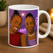 Custom Mother and Daughter Cartoon Portrait Mug