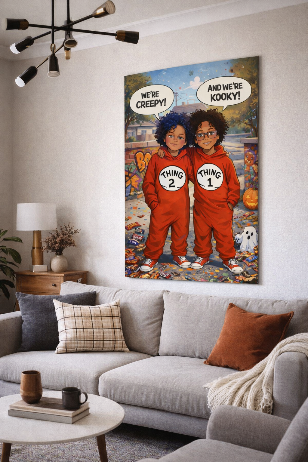 Custom Best Friends Halloween Cartoon Portrait Poster