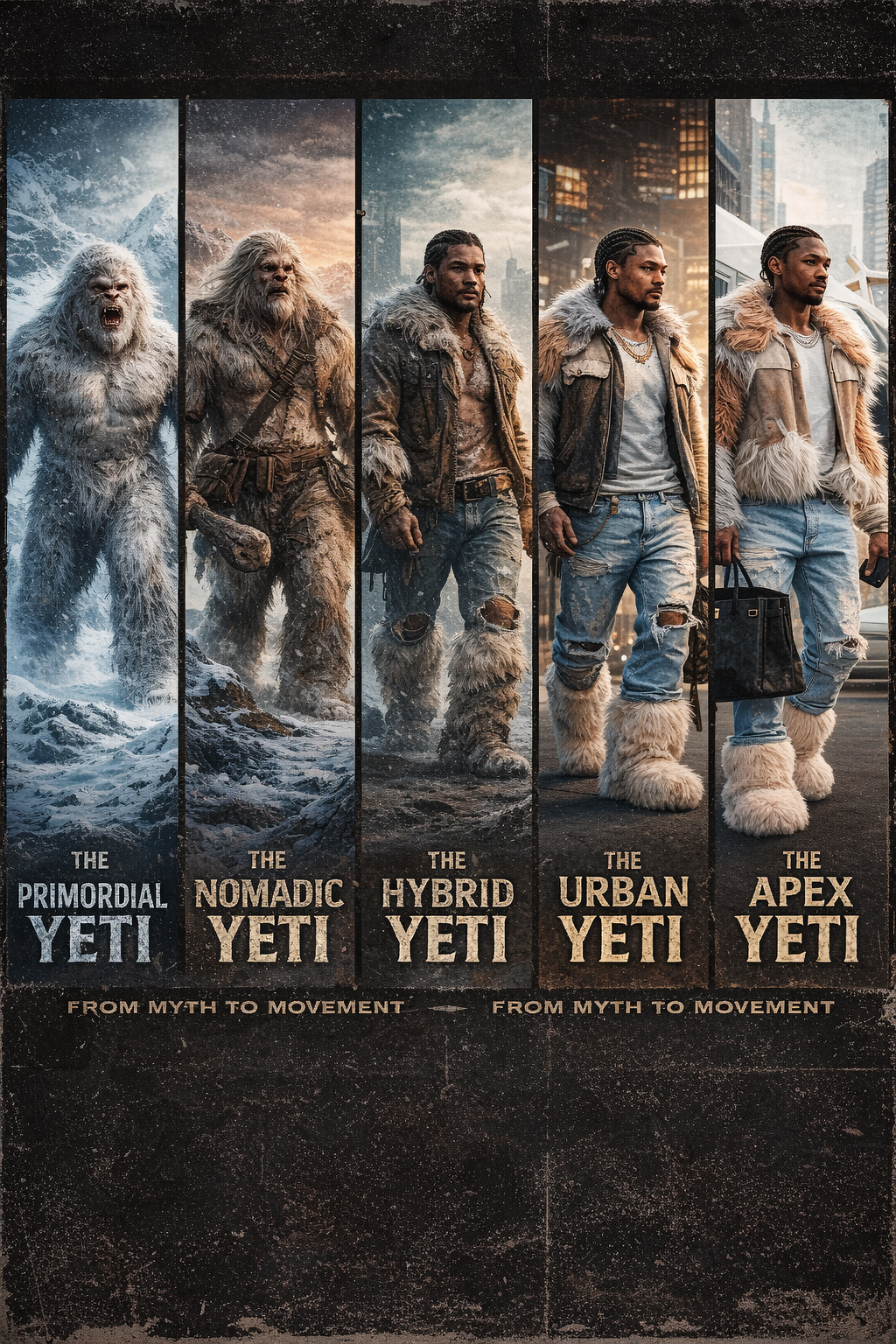 From Myth to Movement – Yeti Evolution Art Poster