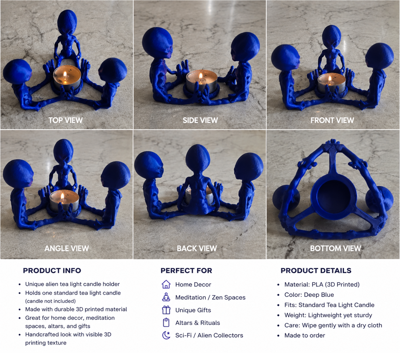 3D Printed Alien Circle LED Tealight Holder